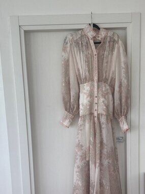 chinese dress ladies Zimmermann Ivory Cassia Puff Sleeved Cotton-Lace Mini Dress Size 2  Mine &  Yours